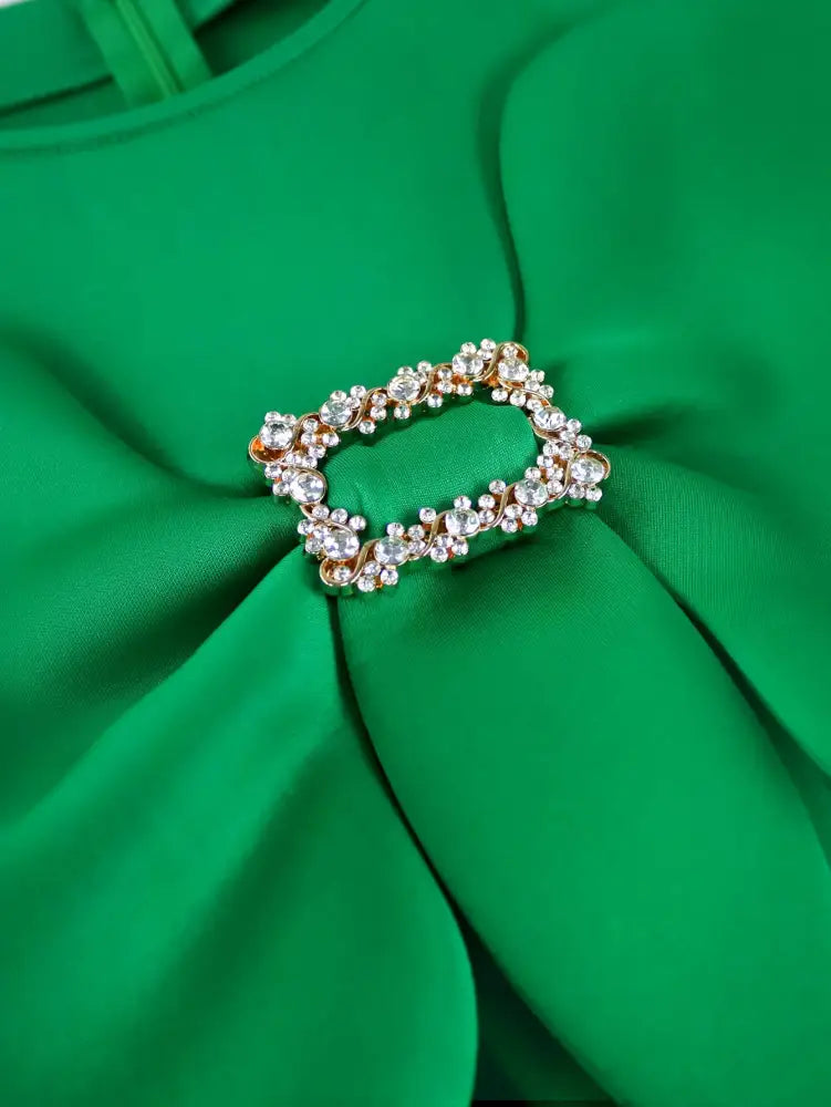 AOMEIDRESS Green Dresses For Wedding Round Neck Butterfly Lace Trim