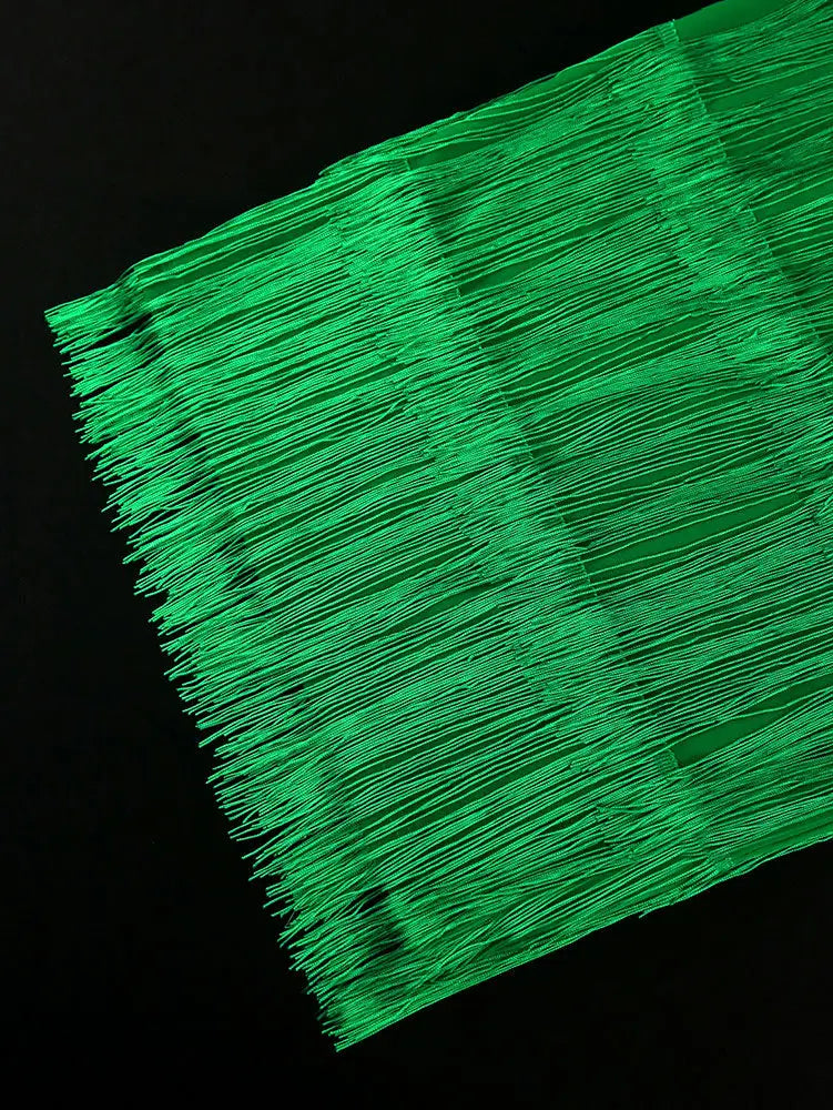 AOMEIDRESS Green Party Events Tassels Dresses For Women One Shoulder