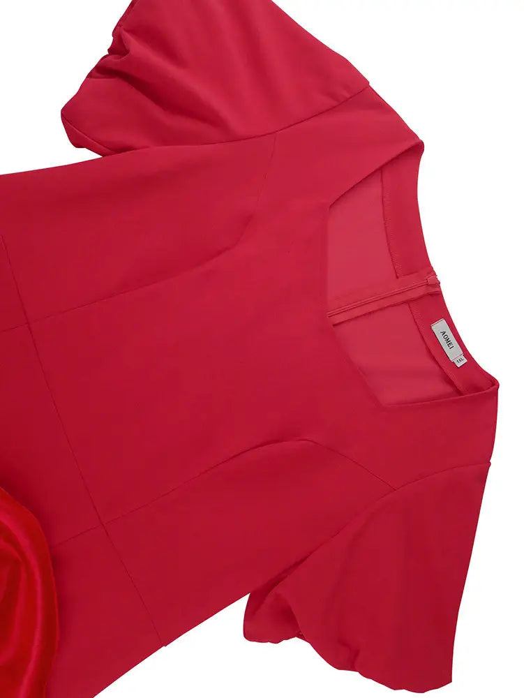 AOMEIDRESS Holiday Party Outfits Red Woman 3D Flower Elegant Dresses