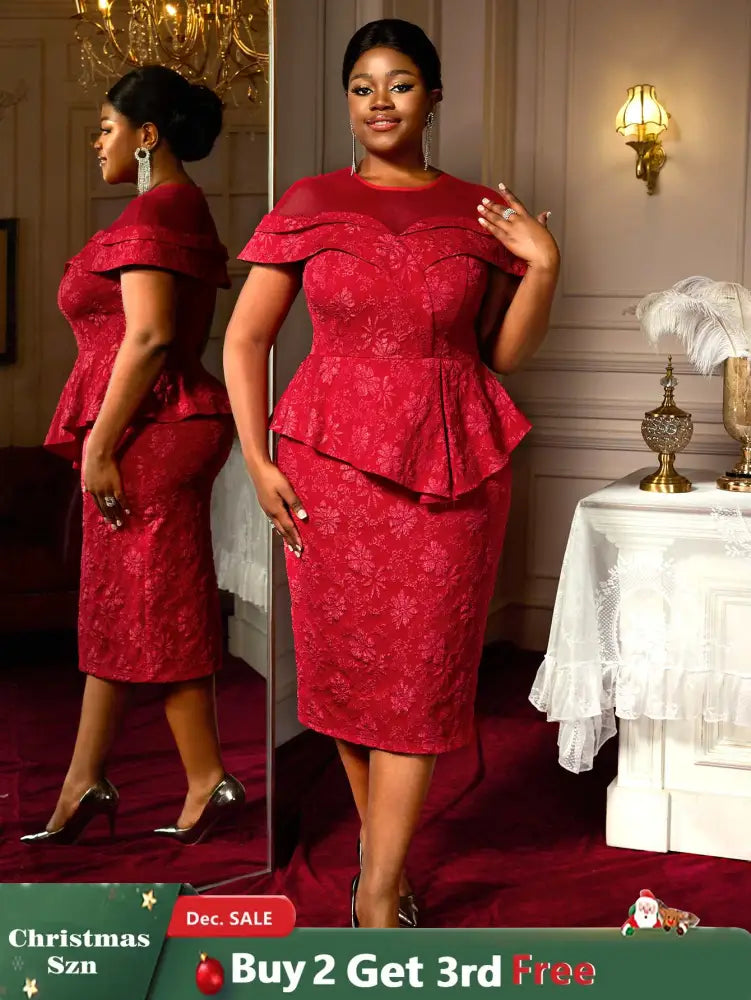 AOMEIDRESS Jacquard Bodycon Dress Round Neck Elegant Party Style