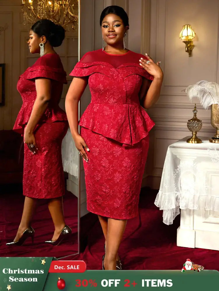 AOMEIDRESS Jacquard Bodycon Dress Round Neck Elegant Party Style