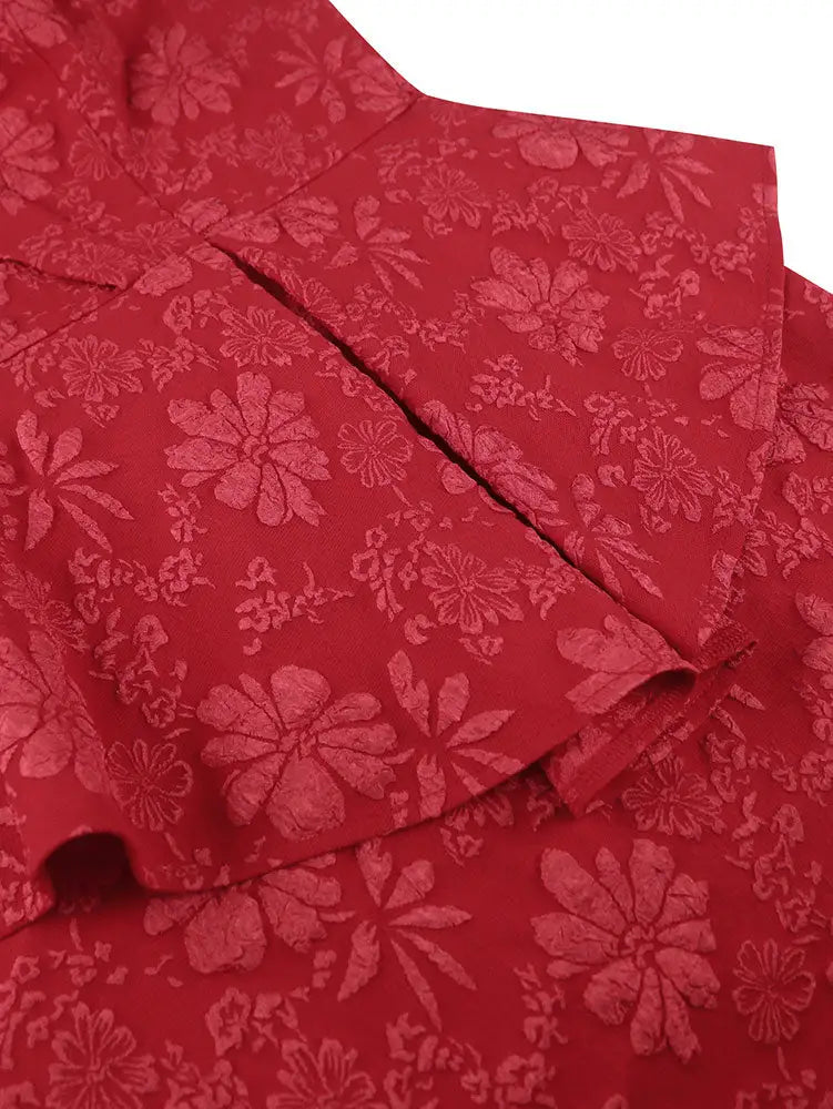 AOMEIDRESS Jacquard Dress Women Formal Red Church Package Hip Dress