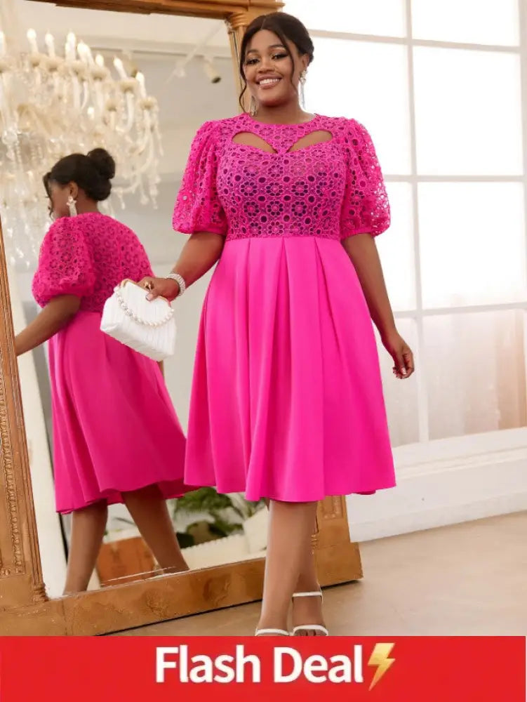 lace patchwork a line dress for women