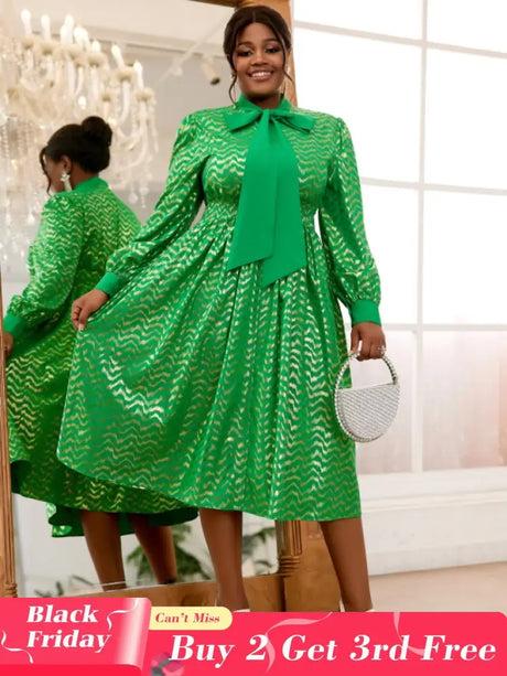 long lantern sleeve  dress for women