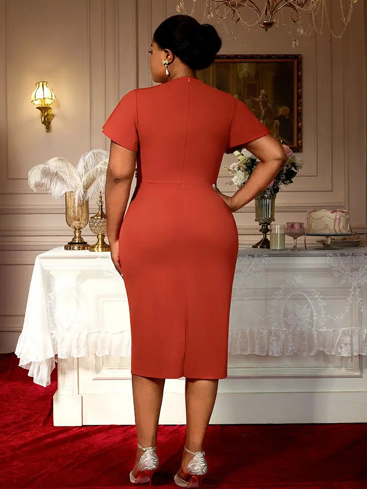 AOMEIDRESS Luxury Dress Grace Embroidered Flares Butterfly Sleeve