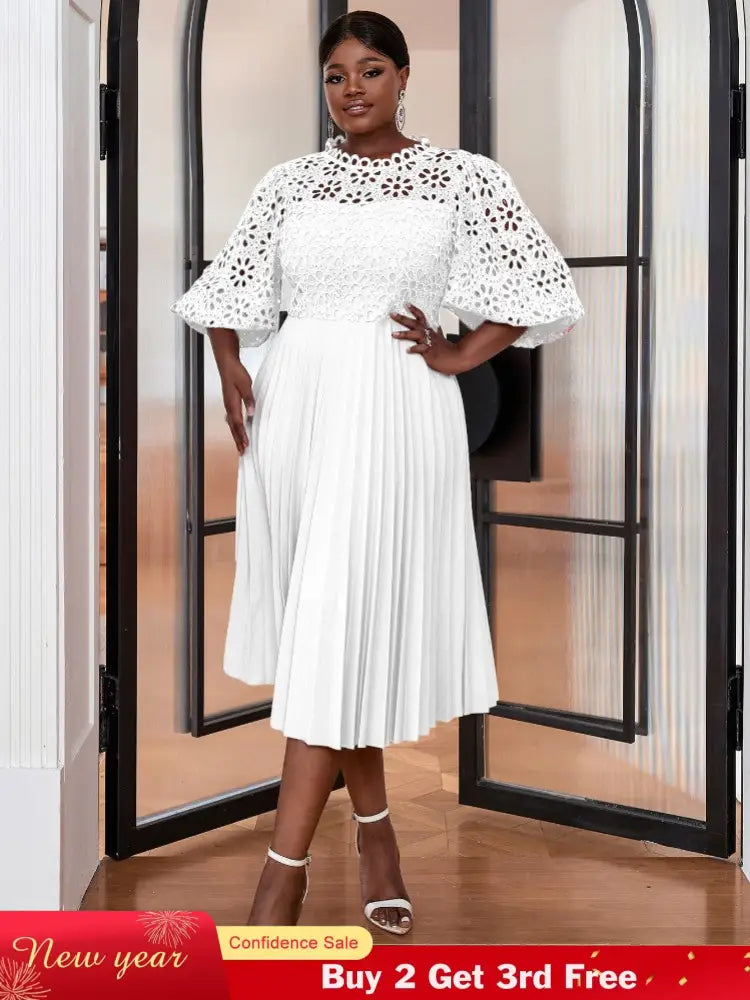 White Empire Waistline Chic Dress midi church dresses