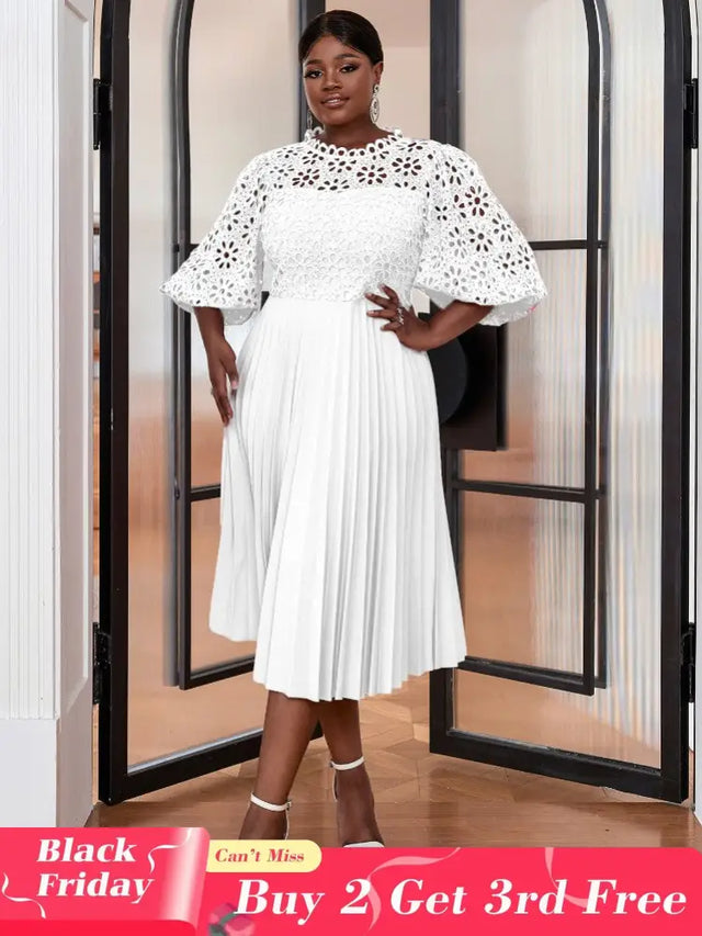 White Empire Waistline Chic Dress midi church dresses