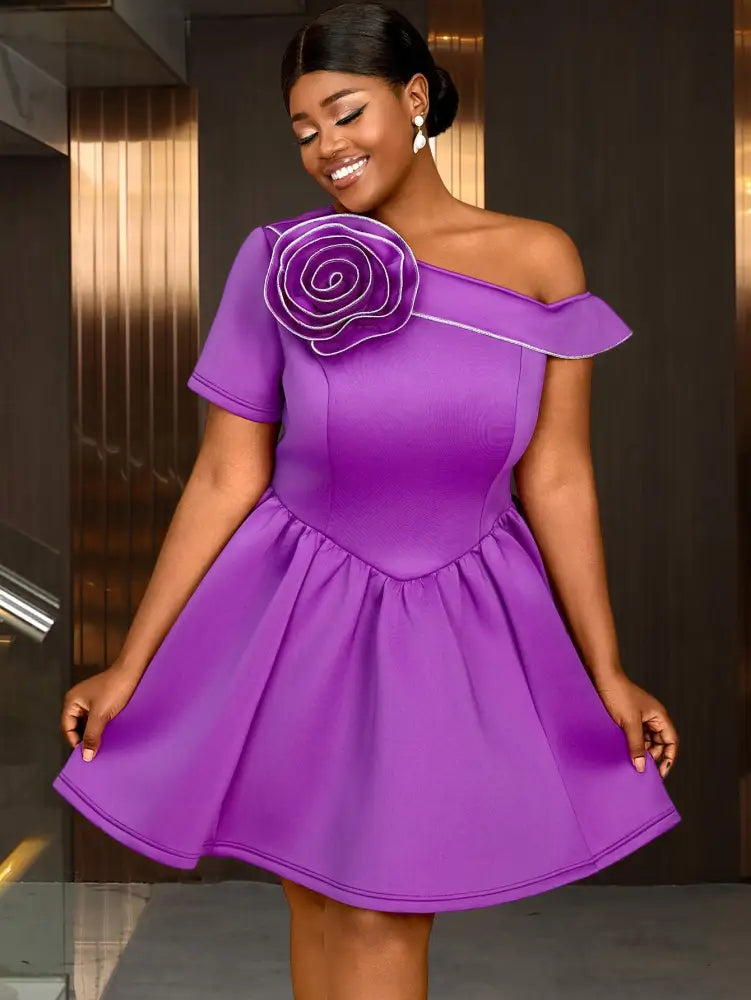 Mini Wedding Guest Dresses One Shoulder Flower A Line