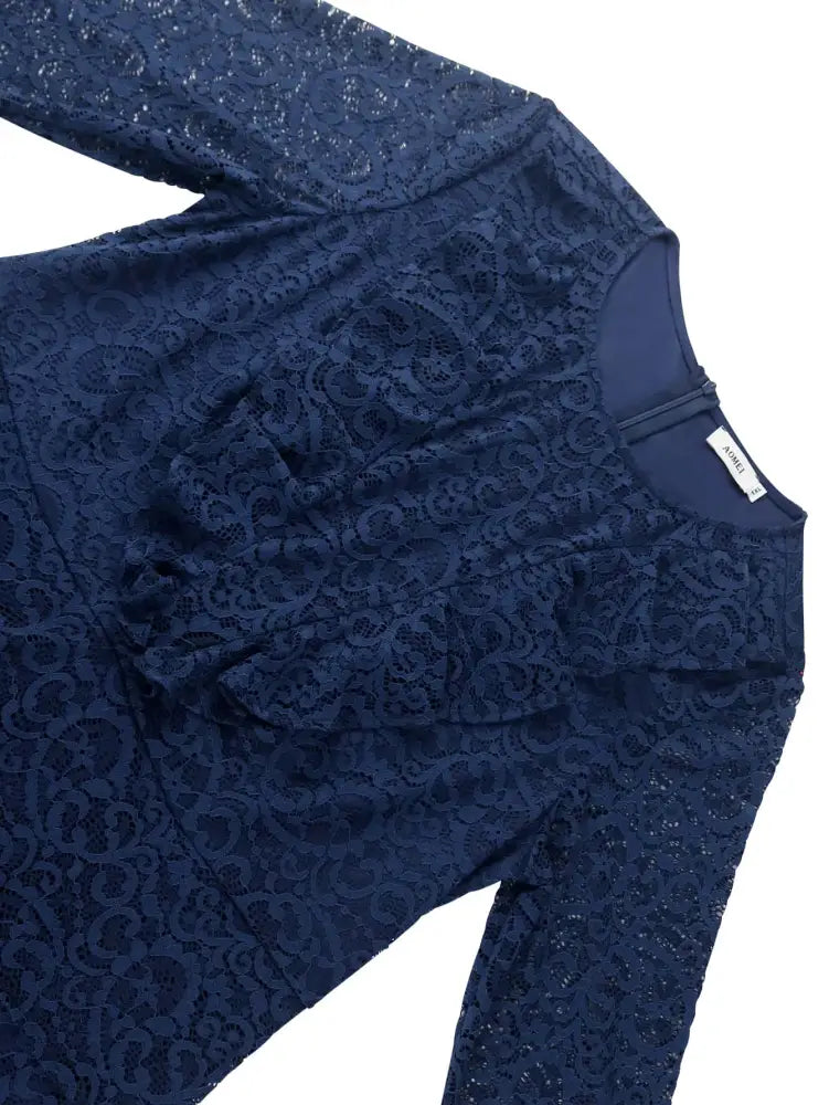 AOMEI Women Vintage Lace Bodycon Dress O Neck Ruffle See Through Long Bell Sleeve Package Hip Evening Celebrate Event Gowns 2025