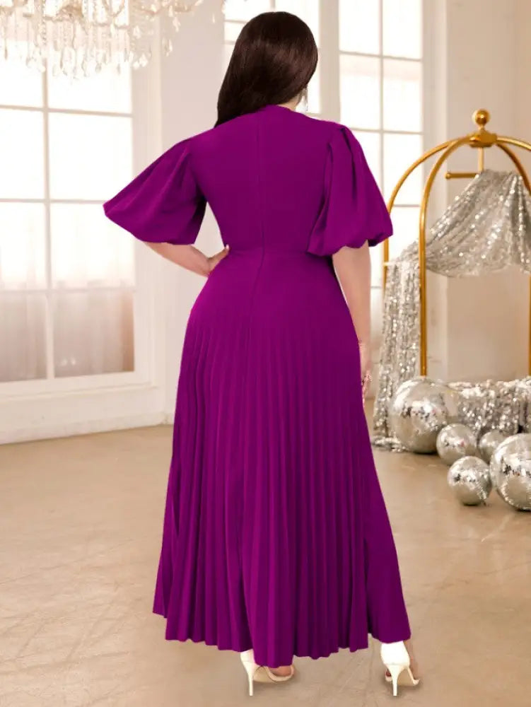 high waist a line pleated dress