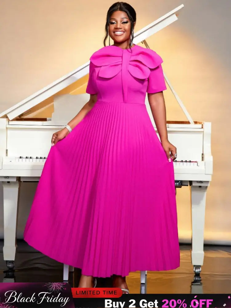 rose o neck short sleeve dresses for women