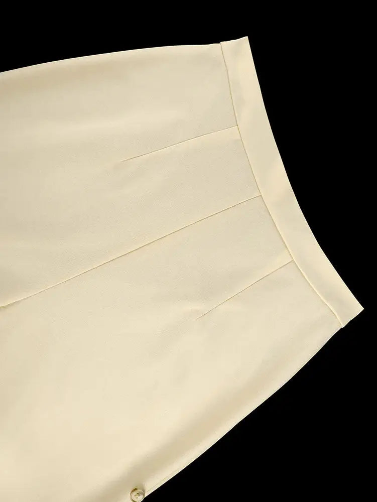 AOMEIDRESS Office Two Pieces Set Short Sleeves Tops Full Length Pants