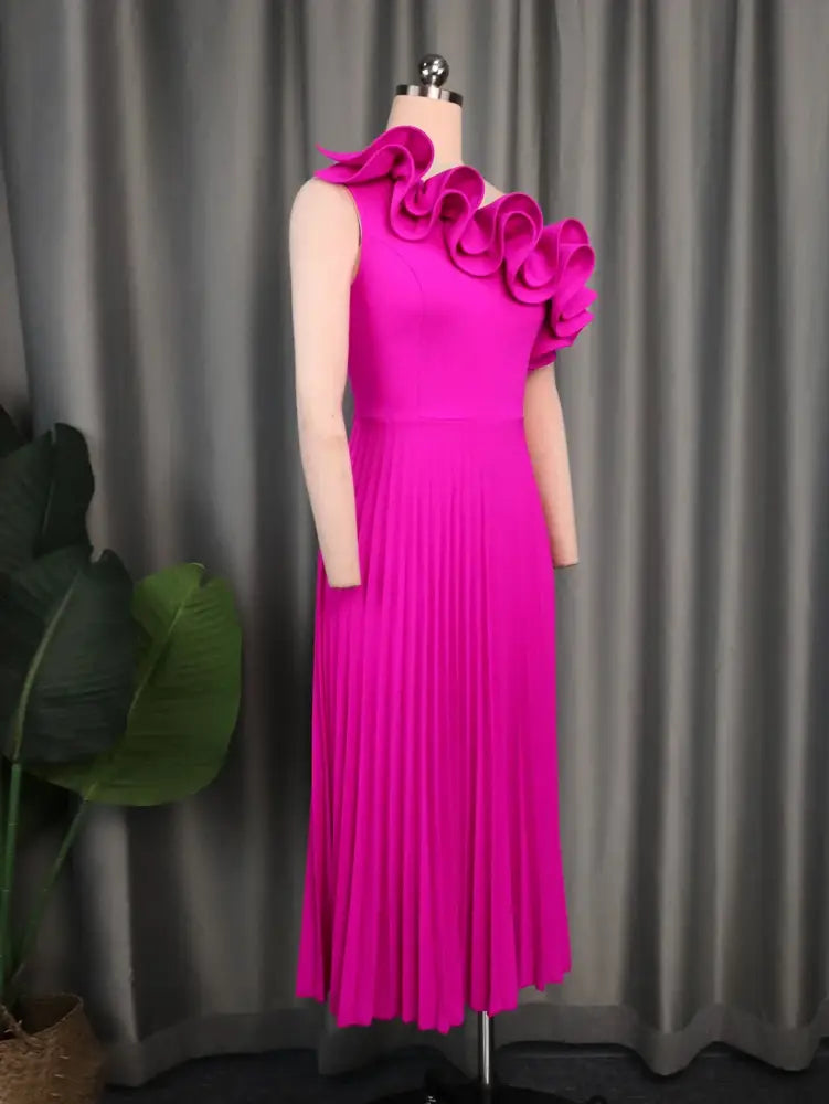 AOMEIDRESS One Shoulder A Line Pleated Party Dresses Ruffle Detail