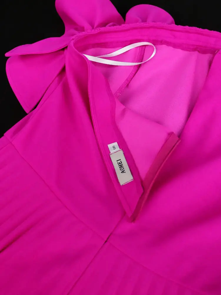 AOMEIDRESS One Shoulder A Line Pleated Party Dresses Ruffle Detail