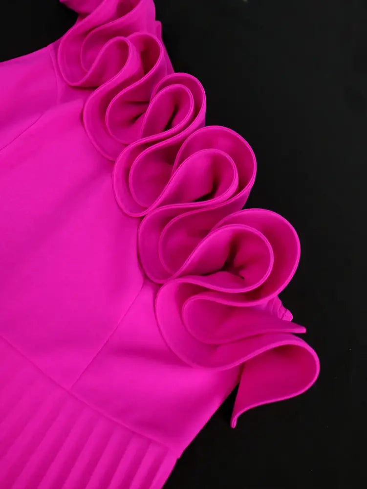 AOMEIDRESS One Shoulder A Line Pleated Party Dresses Ruffle Detail