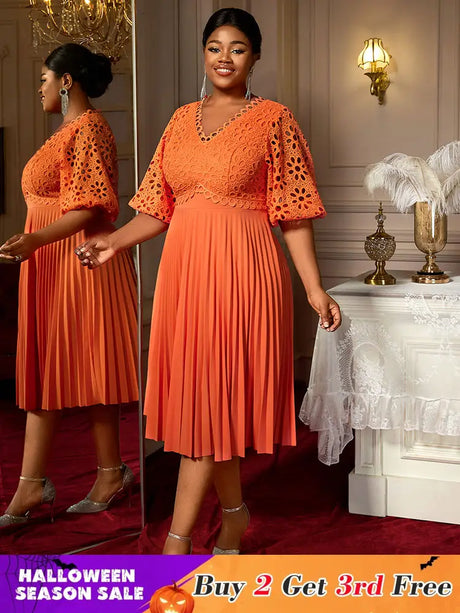 AOMEIDRESS Orange Dresses for Women Formal Half Flare Sleeves Wedding Guest Outfits Orange / S