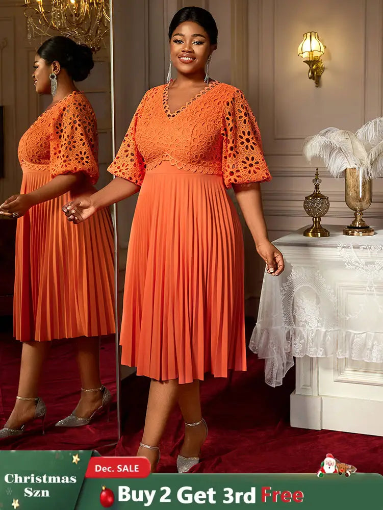 AOMEIDRESS Orange Dresses for Women Formal Half Flare Sleeves Wedding Guest Outfits Orange / S