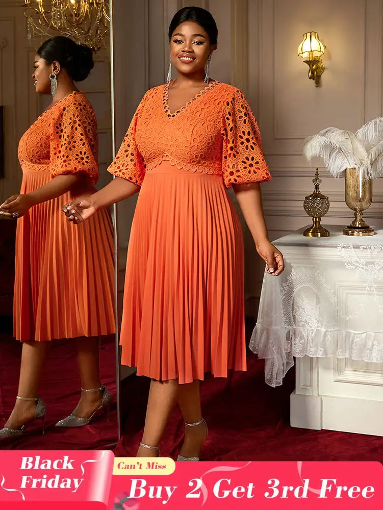 AOMEIDRESS Orange Dresses for Women Formal Half Flare Sleeves Wedding Guest Outfits Orange / S