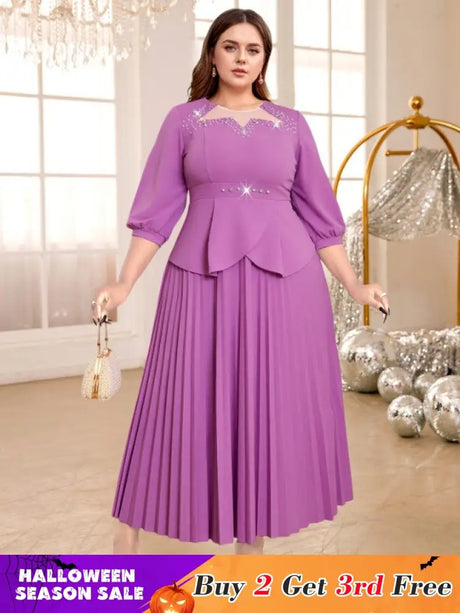 purple o neck dresses for women
