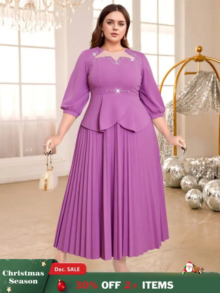 purple o neck dresses for women