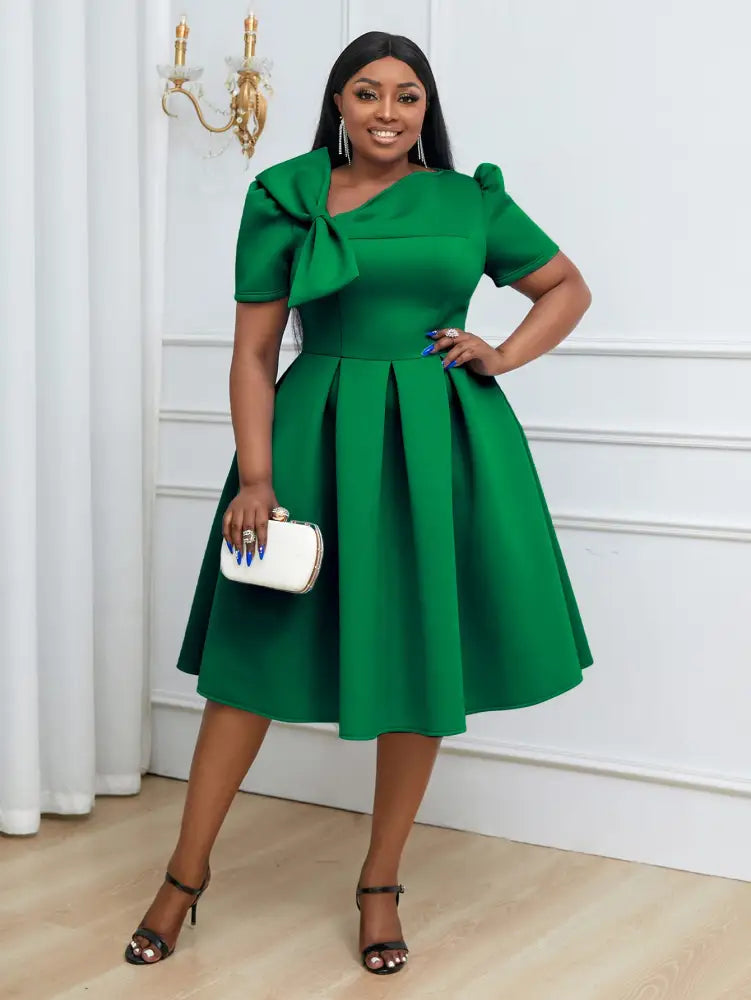 AOMEIDRESS Plus Size A Line Swing Party Dress Women Church Outfits Green / S