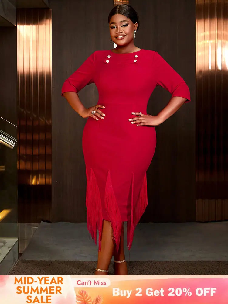 AOMEIDRESS Plus Size Birthday Dresses Woman Dresses Elegant for Party Red / S