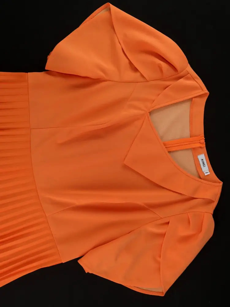 AOMEIDRESS Plus Size Wedding Guest Dresses Short Sleeve Orange Ombre Color Block Dress