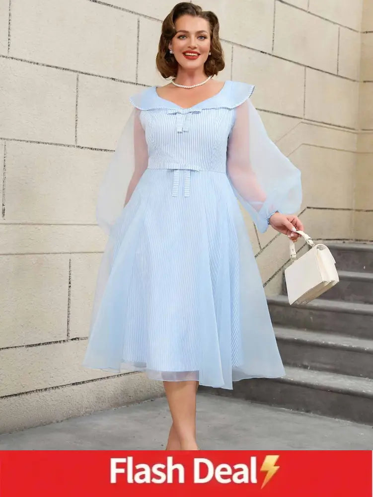 AOMEIDRESS 50s Swing Dress Puff Sleeve A Line Retro Vintage Look