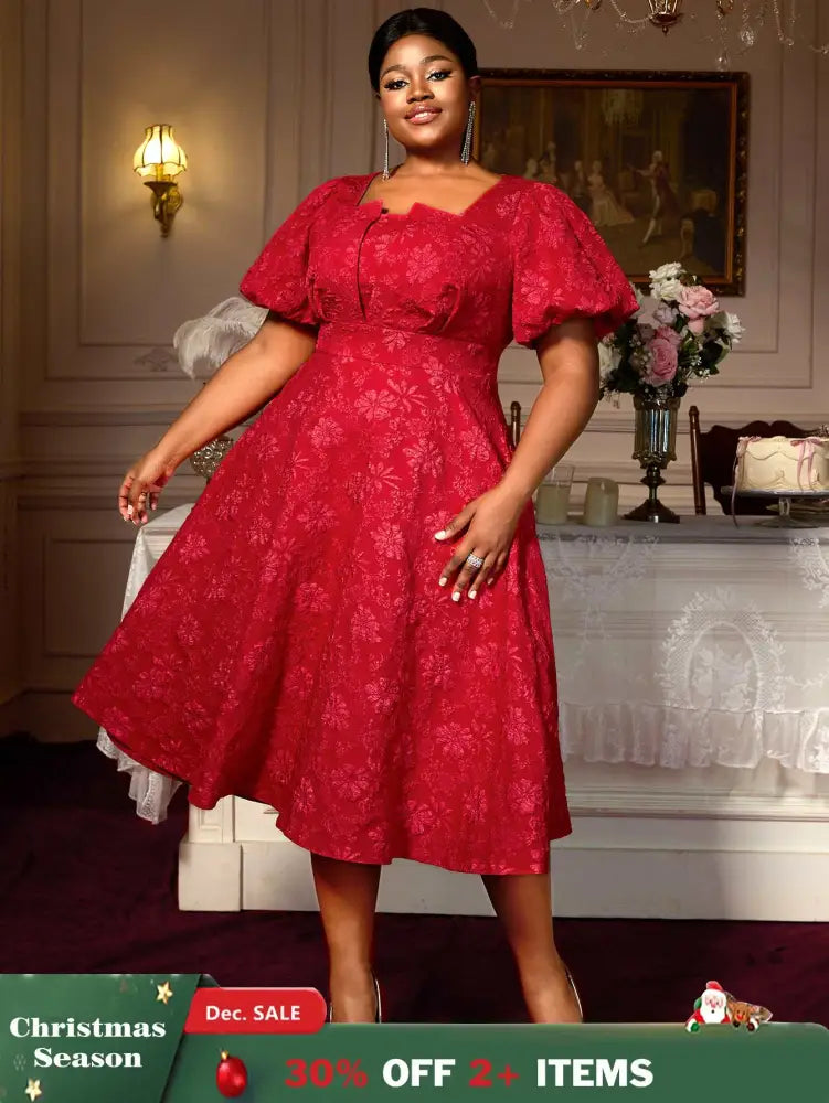 AOMEIDRESS Puff Sleeve Dress Classic A Line Fit for Curvy Chic Style