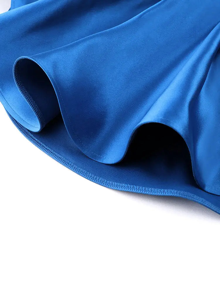 AOMEIDRESS Satin Two Pieces Set Peplum Blazer Tank Mermaid Dress