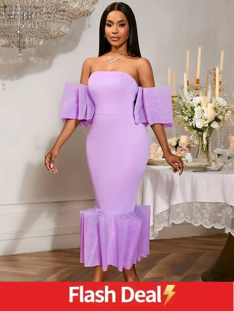 AOMEIDRESS Sexy Lavender Strapless Backless Pleated Dress For Party