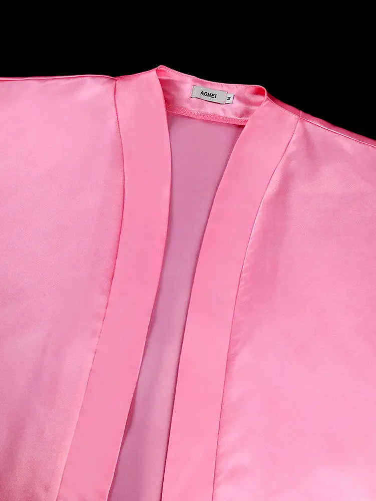 AOMEIDRESS Shiny Two Pieces Set Loose Coat Inner Lace Long Dress