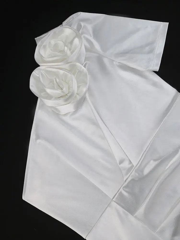 AOMEIDRESS Simple Wedding White Dress One Shoulder Package Hip Dress