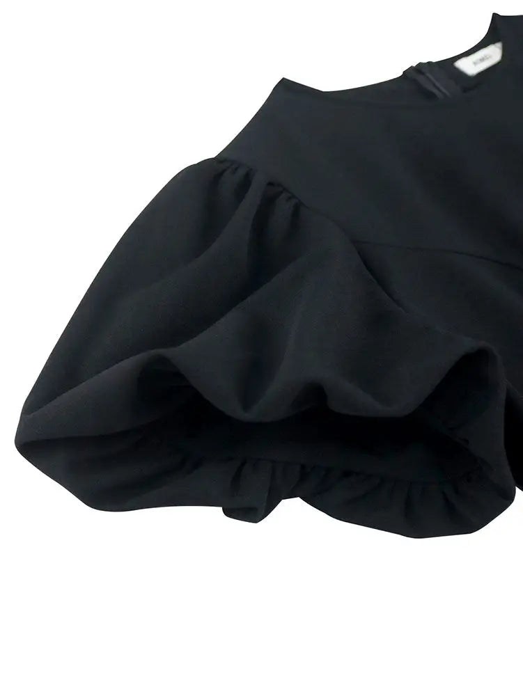 AOMEIDRESS Stylish Colorblock A Line Dress O Neck Short Sleeve Office