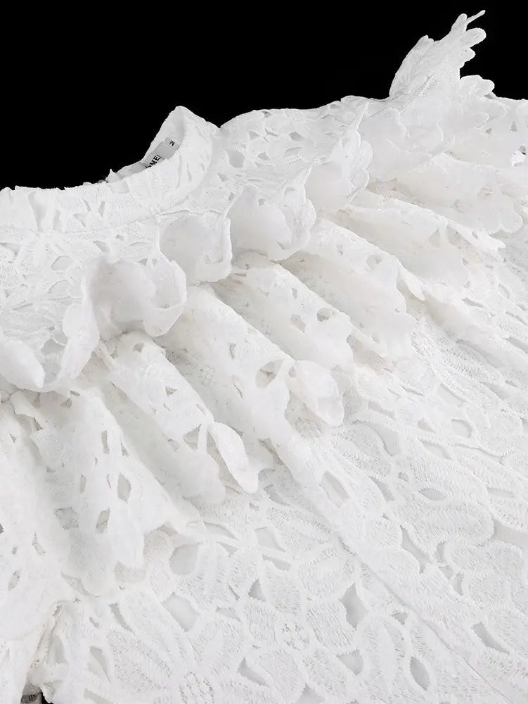 AOMEIDRESS Stylish Package Hip Lace Dress Ruffles Mermaid Hem