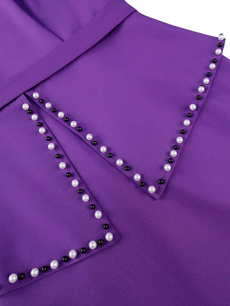 AOMEIDRESS Stylish Purple Long Sleeves Bodycon Dress with Beading