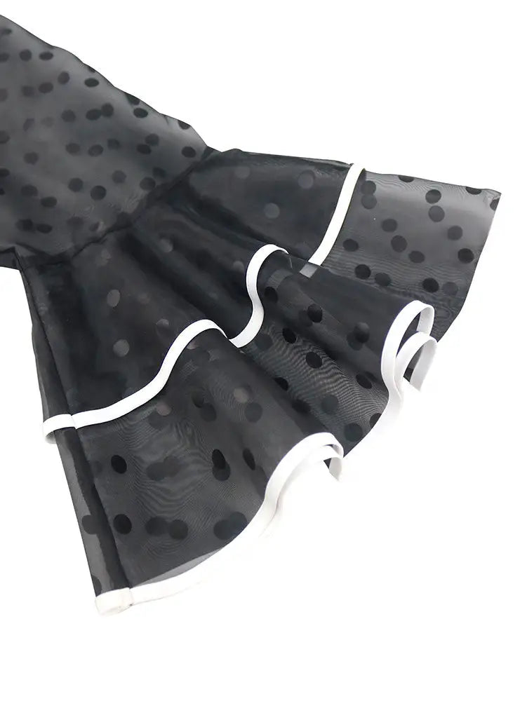 AOMEIDRESS Vintage Swing Dress A Line Dot Plus Size Bow Flare Sleeve