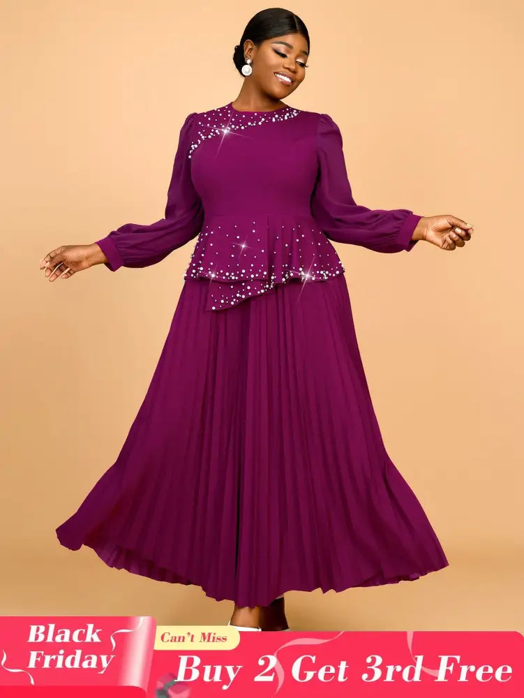 AOMEIDRESS Wedding Guest Dresses for Big Tummy Chiffon Pleated S / Purple