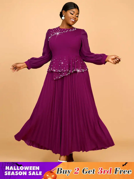 AOMEIDRESS Wedding Guest Dresses for Big Tummy Chiffon Pleated S / Purple