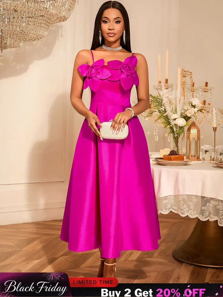 AOMEIDRESS Wedding Guests Dresses Evening Luxury Dress 2025 Appliques Rose / S