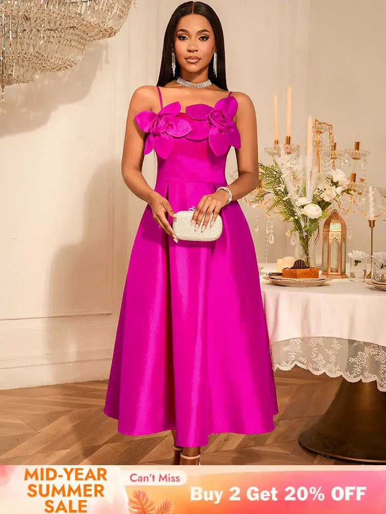 AOMEIDRESS Wedding Guests Dresses Evening Luxury Dress 2025 Appliques Rose / S