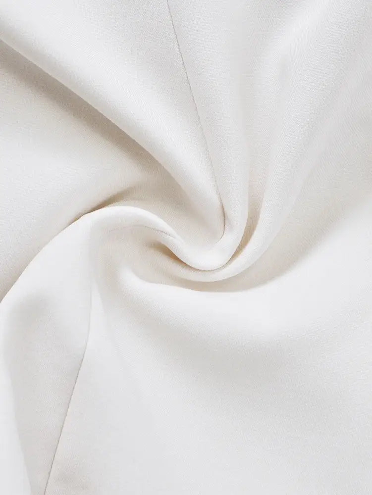 AOMEIDRESS White Blazer Leopard Lapel and Pocket Trim Office Wear