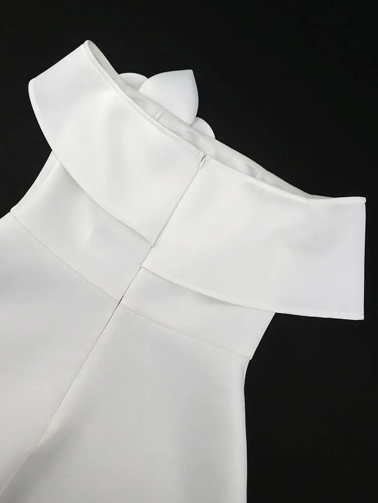 AOMEIDRESS White Bridal Shower Outfit Off Shoulder A Line Mini Dress