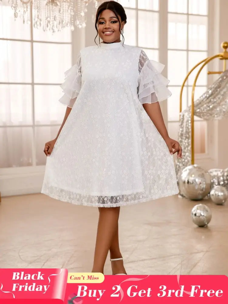 white loose lace dresses for women