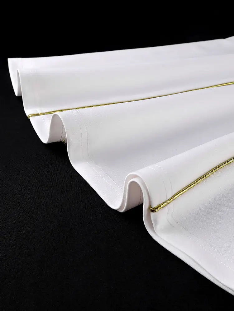 AOMEIDRESS White Mermaid Skirt Gold Trim Elegant Slim Party Outfit