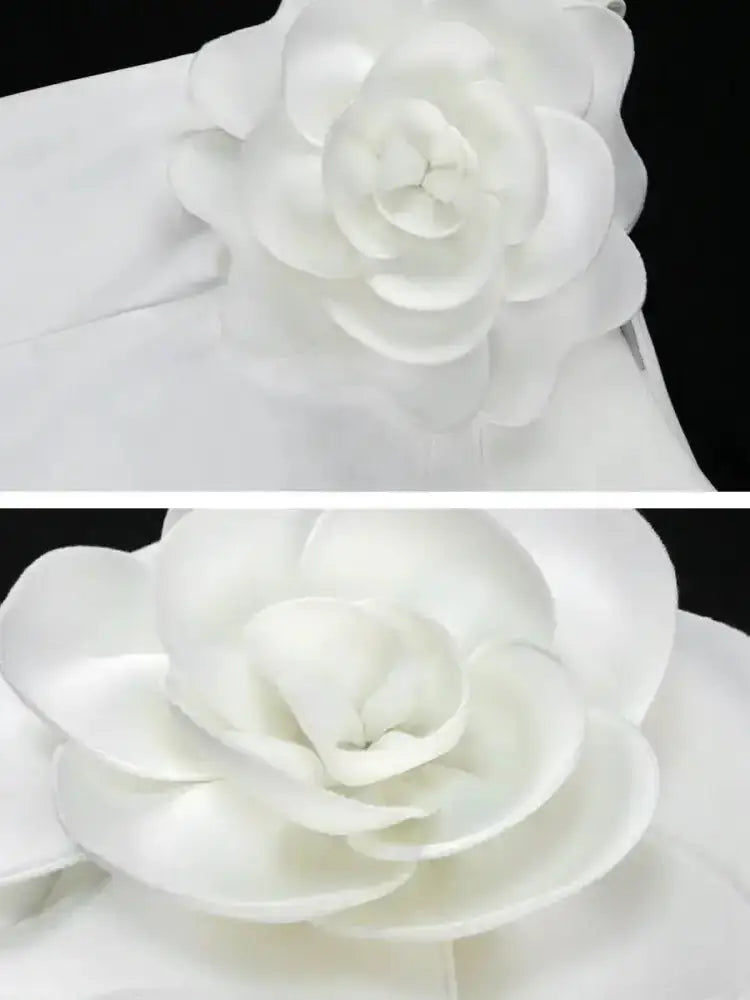 AOMEIDRESS White Mother’s Day Dresses for Women 3D Flower Ankle Length One Shoulder