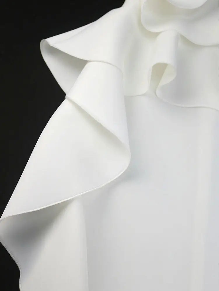 AOMEIDRESS White Wedding Clothes Peplum 3D Decoration Strapless Dress