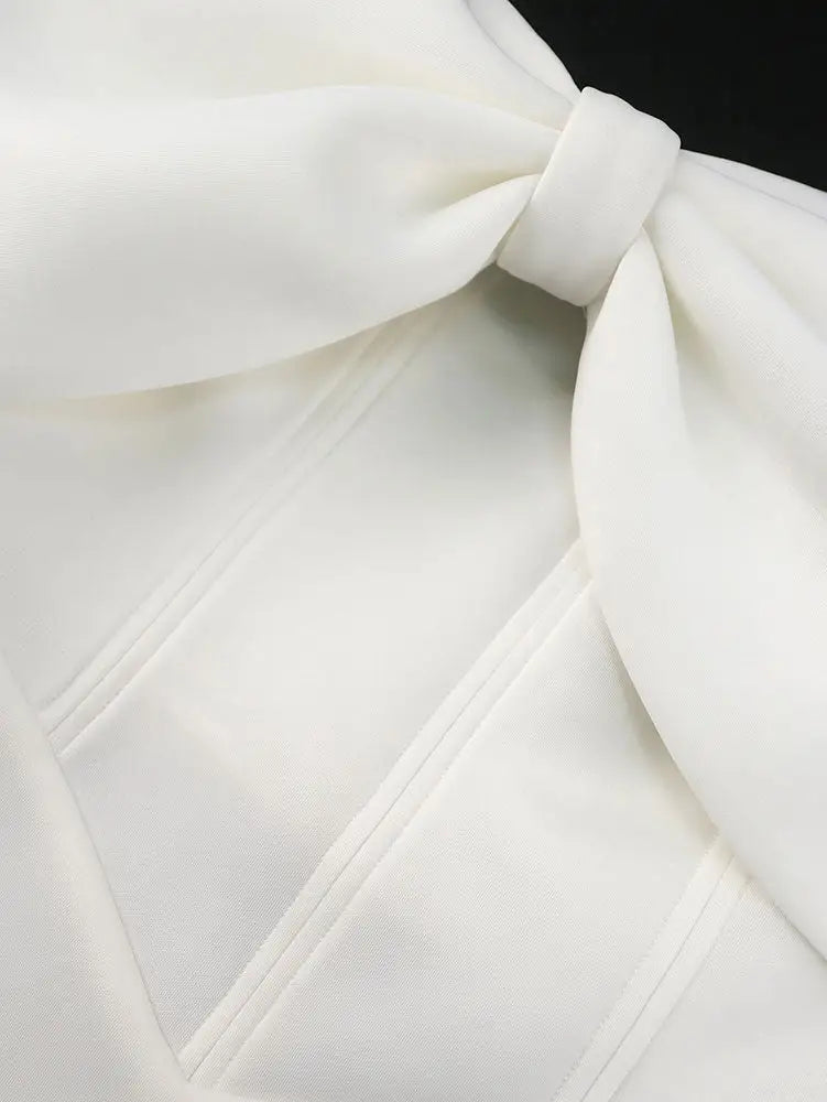 AOMEIDRESS White Wedding Shower Dress Bow A Line Grace Short Dresses