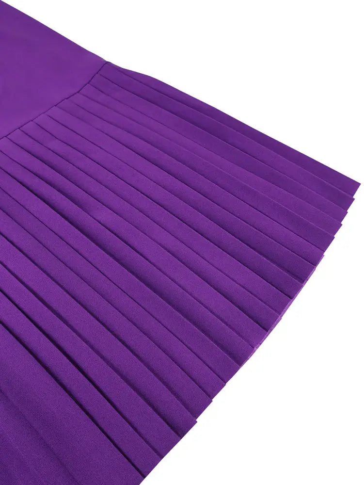 AOMEIDRESS Women Bddycon Dress Peter Pan Collar Long Sleeve Pleated