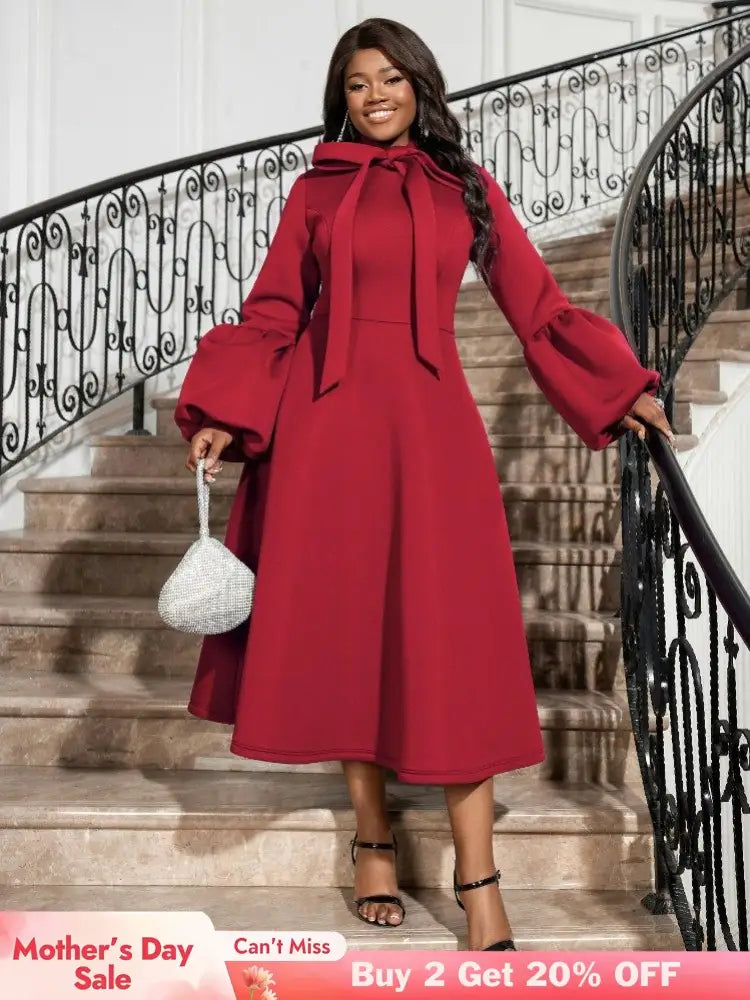 Red Christmas evening party dress